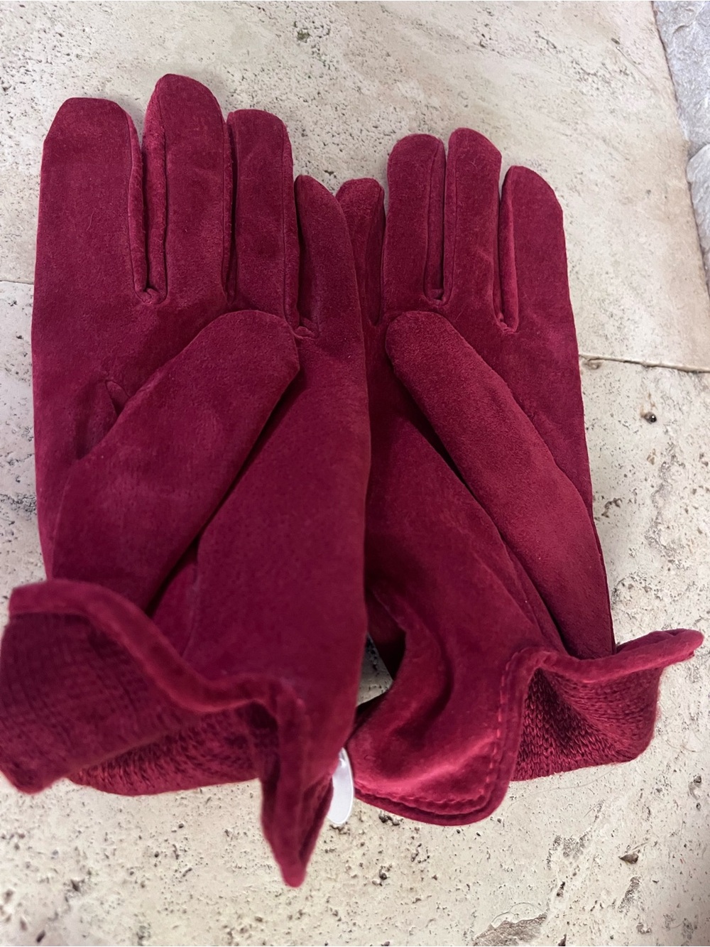 isotoner Women’s Burgundy Suede Gloves - Picture 5 of 8